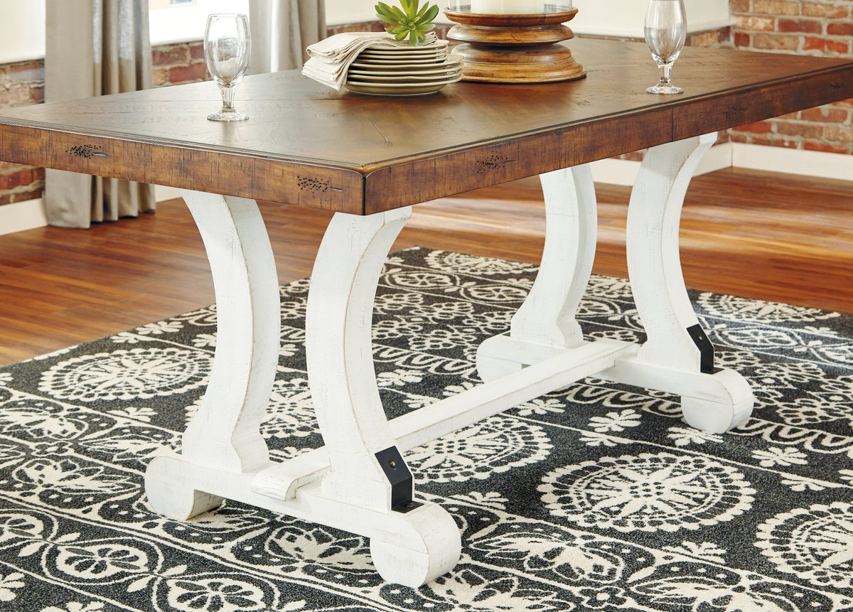 Valebeck Dining Table and 6 Chairs in White/Brown by Ashley at Eve Furniture
