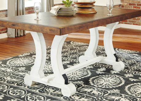 Valebeck Dining Table and 6 Chairs in White/Brown by Ashley at Eve Furniture