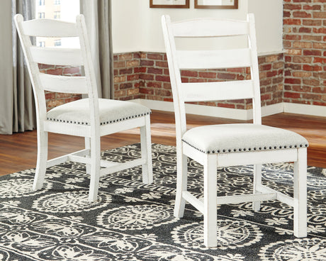 Valebeck Dining Table and 6 Chairs in White/Brown by Ashley at Eve Furniture