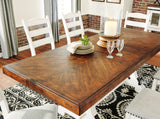 Valebeck Dining Table and 6 Chairs in White/Brown by Ashley at Eve Furniture