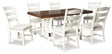 Valebeck Dining Table and 6 Chairs in White/Brown by Ashley at Eve Furniture