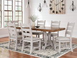 Valebeck Dining Table and 8 Chairs in White/Brown by Ashley at Eve Furniture