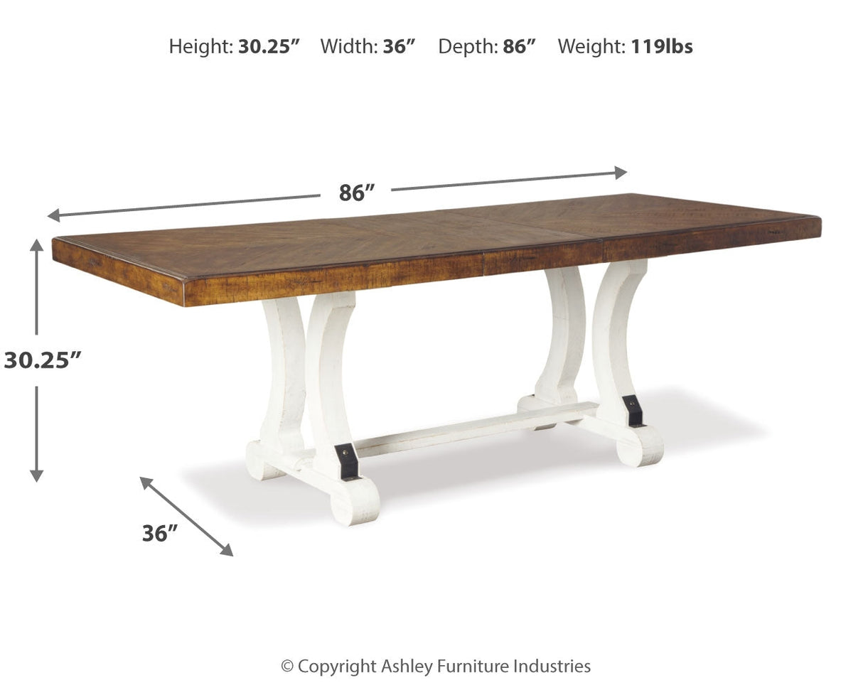 Valebeck Dining Table and 8 Chairs with Storage in White/Brown by Ashley at Eve Furniture