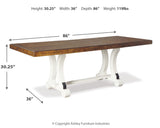 Valebeck Dining Table and 8 Chairs with Storage in White/Brown by Ashley at Eve Furniture