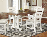 Valebeck Dining Table and 8 Chairs with Storage in White/Brown by Ashley at Eve Furniture