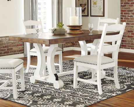 Valebeck Dining Table and 8 Chairs with Storage in White/Brown by Ashley at Eve Furniture