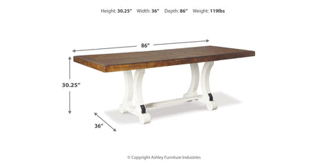 Valebeck Dining Table and 8 Chairs with Storage in White/Brown by Ashley at Eve Furniture