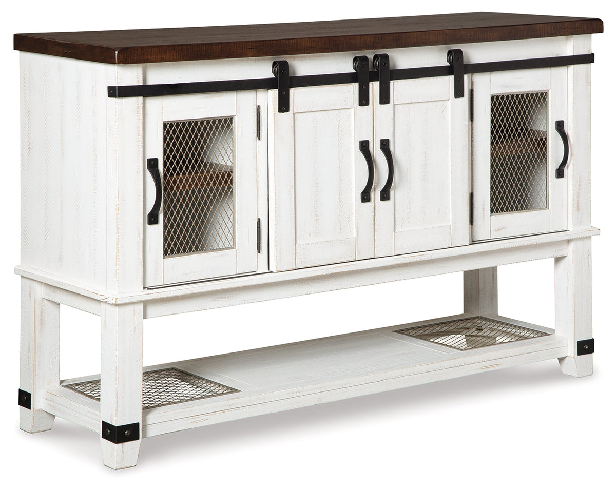 Valebeck Dining Table and 8 Chairs with Storage in White/Brown by Ashley at Eve Furniture