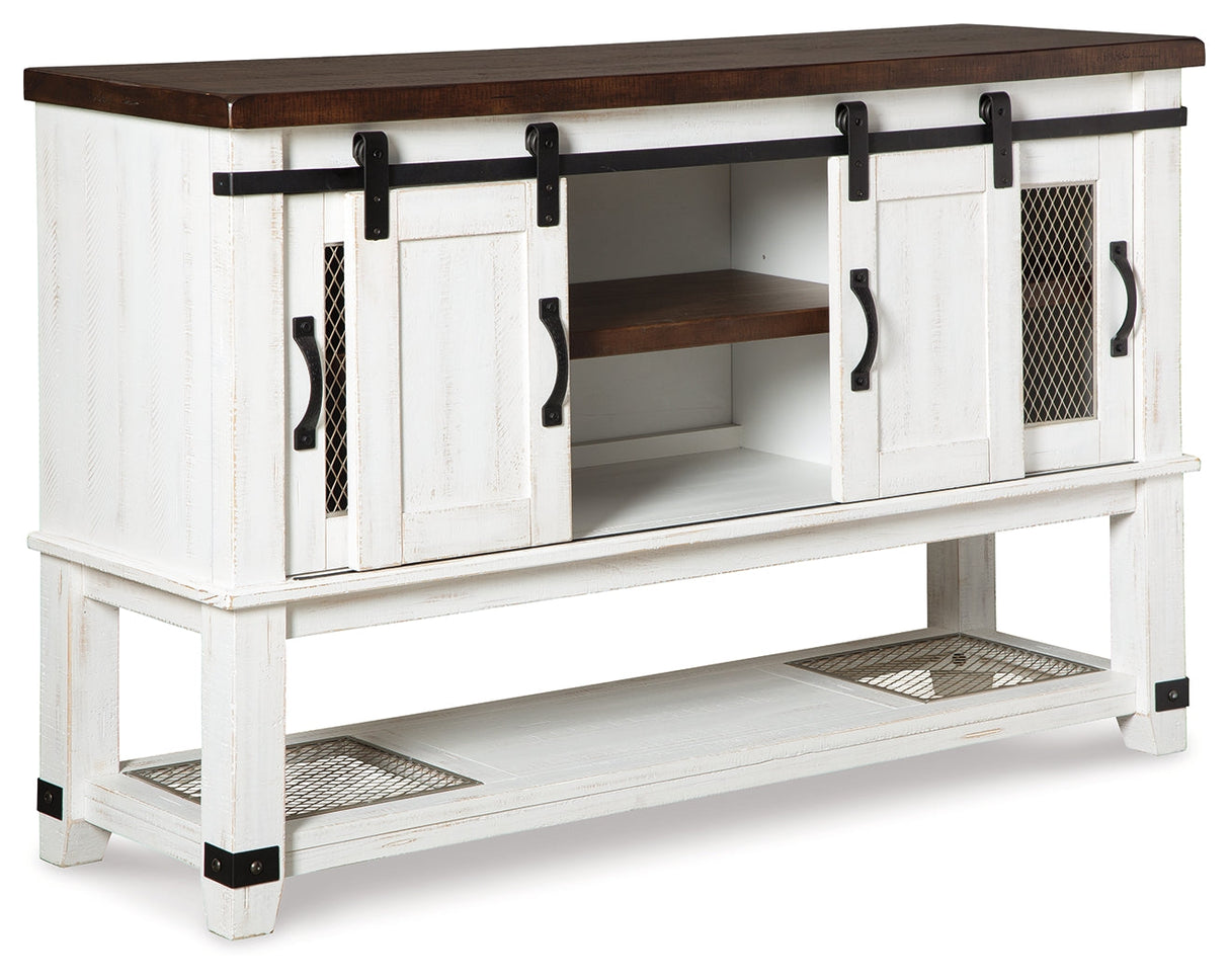 Valebeck Dining Table and 8 Chairs with Storage in White/Brown by Ashley at Eve Furniture