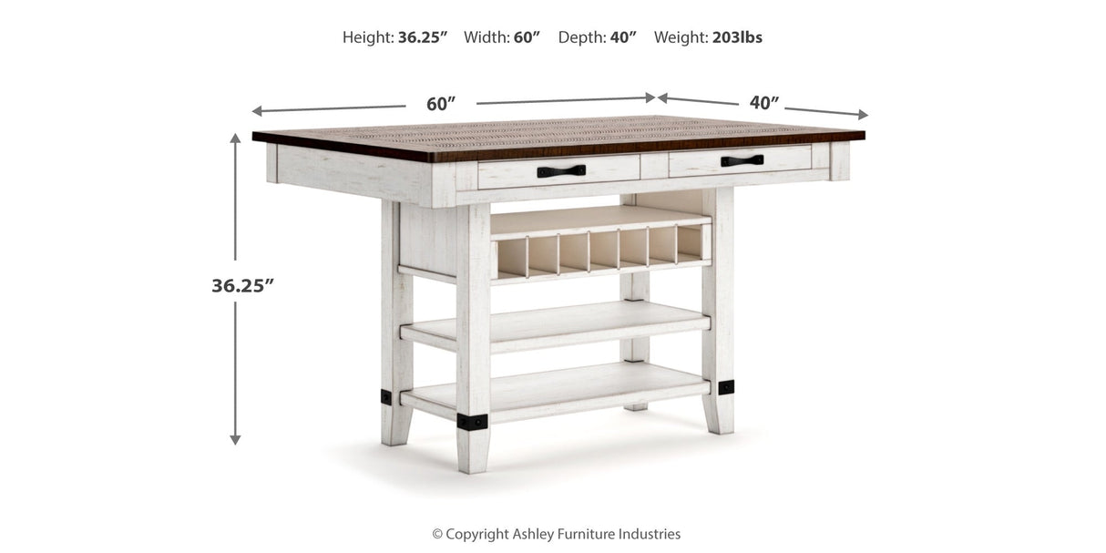 Valebeck White & Brown Counter Height Set by Ashley at Eve Furniture