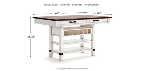 Valebeck White & Brown Counter Height Set by Ashley at Eve Furniture