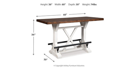 Valebeck White & Brown Counter Height Set by Ashley at Eve Furniture