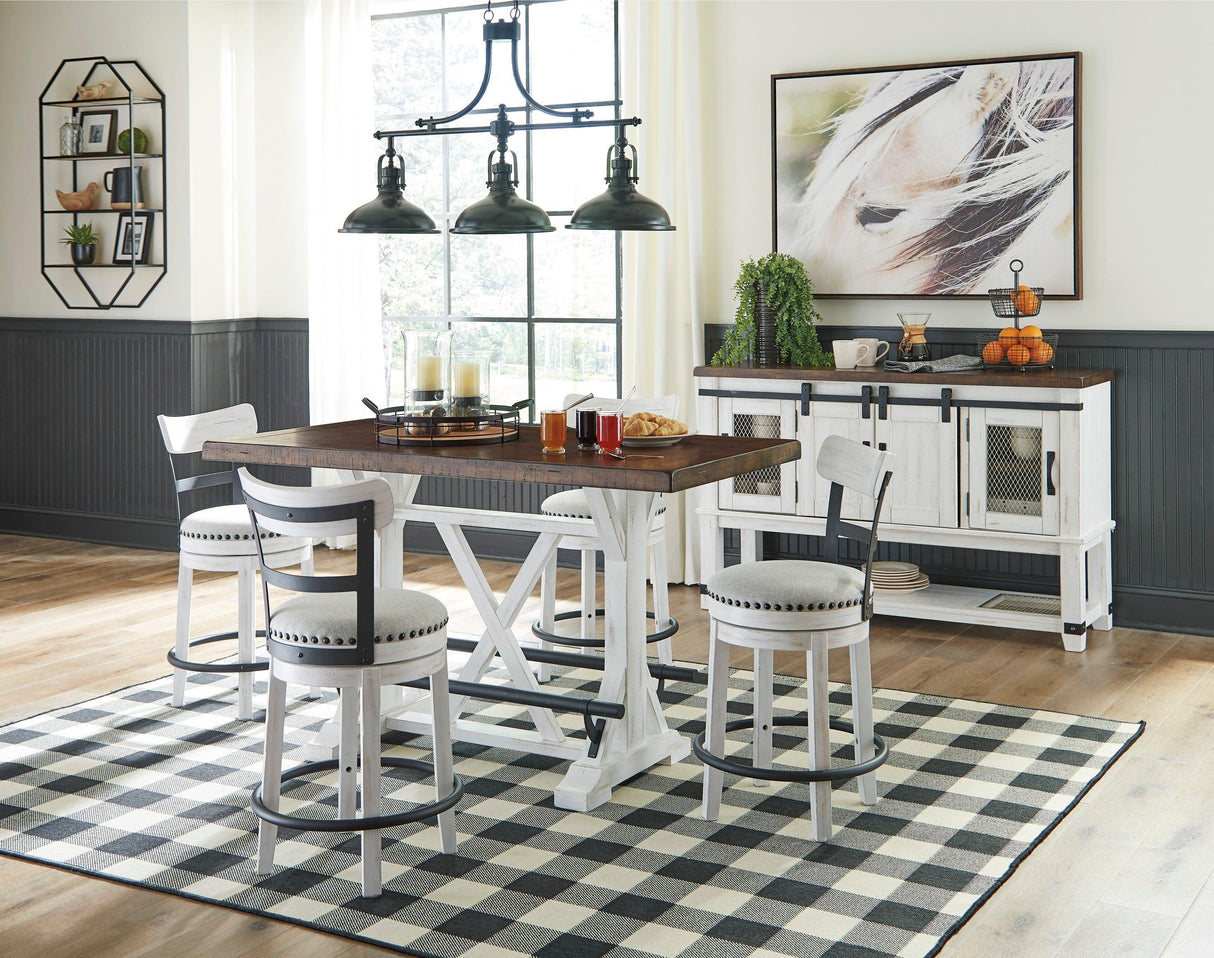 Valebeck White Counter Height Dining Table and 4 Barstools by Ashley at Eve Furniture