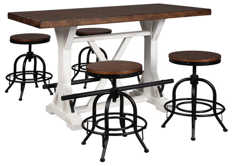 Valebeck White/Brown 5-Piece Counter Height Set with Stools by Ashley at Eve Furniture