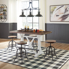 Valebeck White/Brown 5-Piece Counter Height Set with Stools by Ashley at Eve Furniture