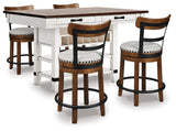 Valebeck White/Brown Counter Height Dining Table and 4 Barstools by Ashley at Eve Furniture