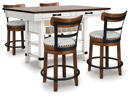 Valebeck White/Brown Counter Height Dining Table and 4 Barstools by Ashley at Eve Furniture