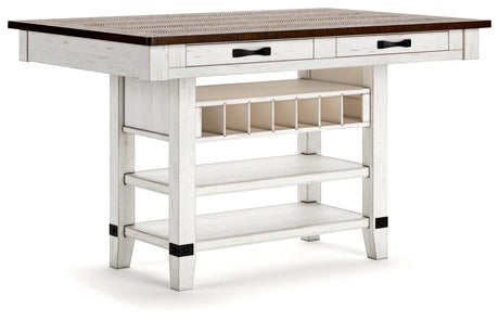 Valebeck White/Brown Counter Height Dining Table and 6 Chairs by Ashley at Eve Furniture