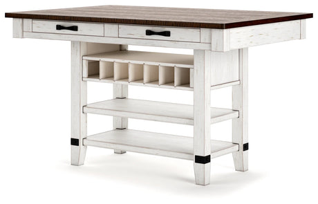 Valebeck White/Brown Counter Height Dining Table and 6 Chairs by Ashley at Eve Furniture