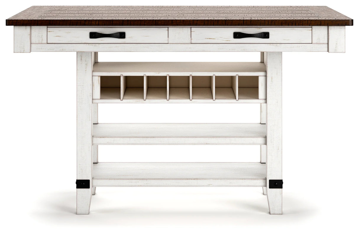 Valebeck White/Brown Counter Height Dining Table and 6 Chairs by Ashley at Eve Furniture