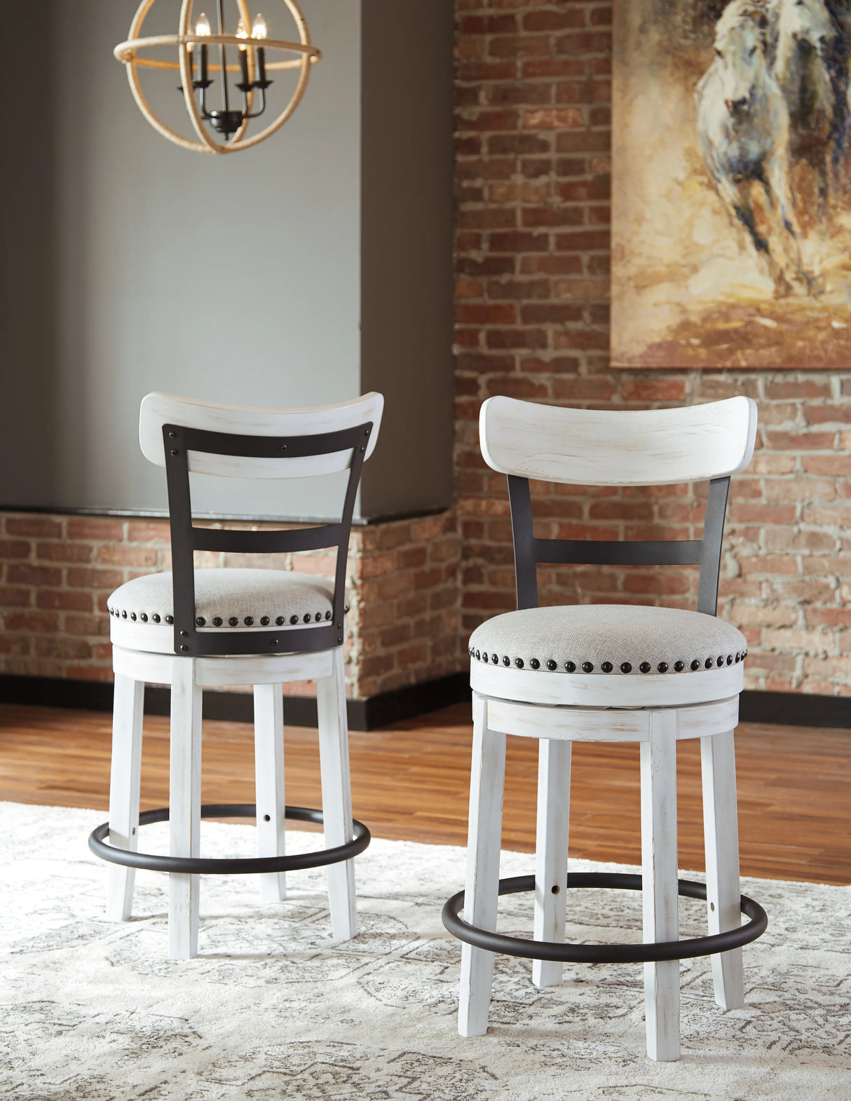 Valebeck White/Brown Counter Height Dining Table and 6 Chairs by Ashley at Eve Furniture