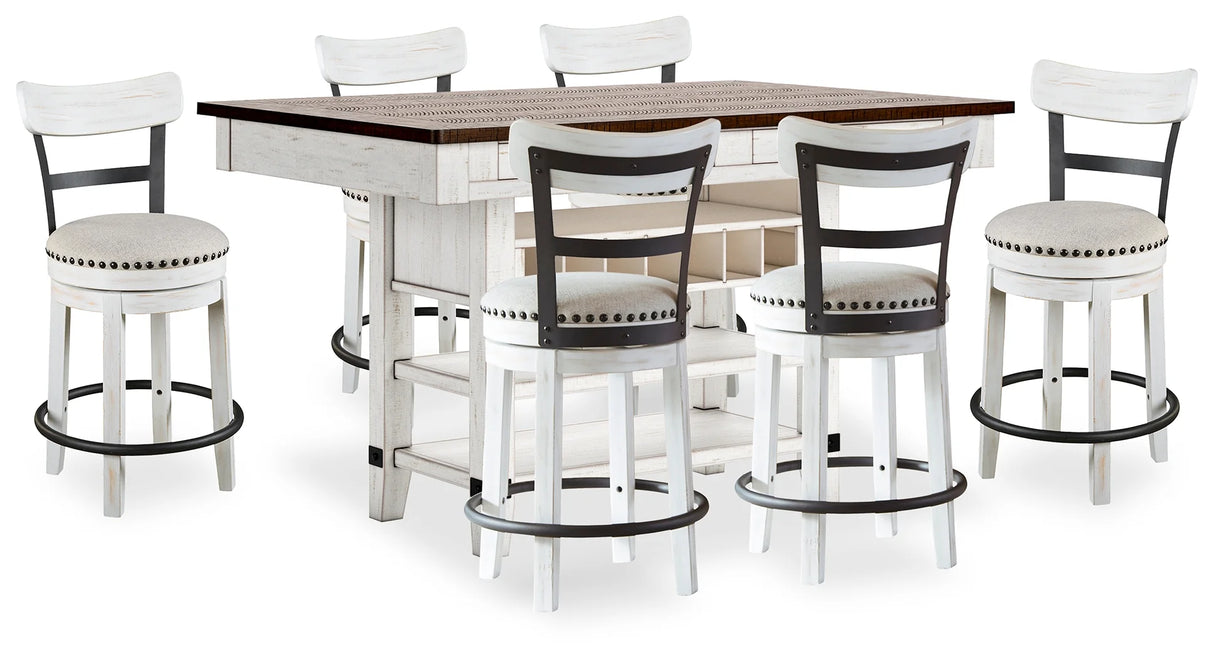 Valebeck White/Brown Counter Height Dining Table and 6 Chairs by Ashley at Eve Furniture