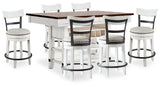 Valebeck White/Brown Counter Height Dining Table and 6 Chairs by Ashley at Eve Furniture