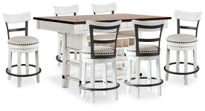 Valebeck White/Brown Counter Height Dining Table and 6 Chairs by Ashley at Eve Furniture