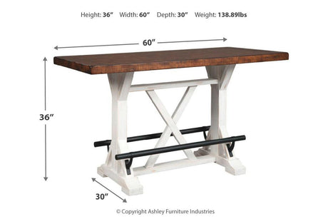 Valebeck White/Brown Counter Height Dining Table by Ashley at Eve Furniture