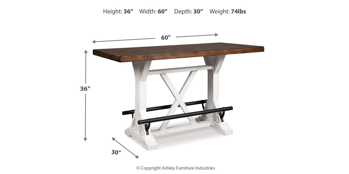 Valebeck White & Brown Counter Height Set by Ashley at Eve Furniture