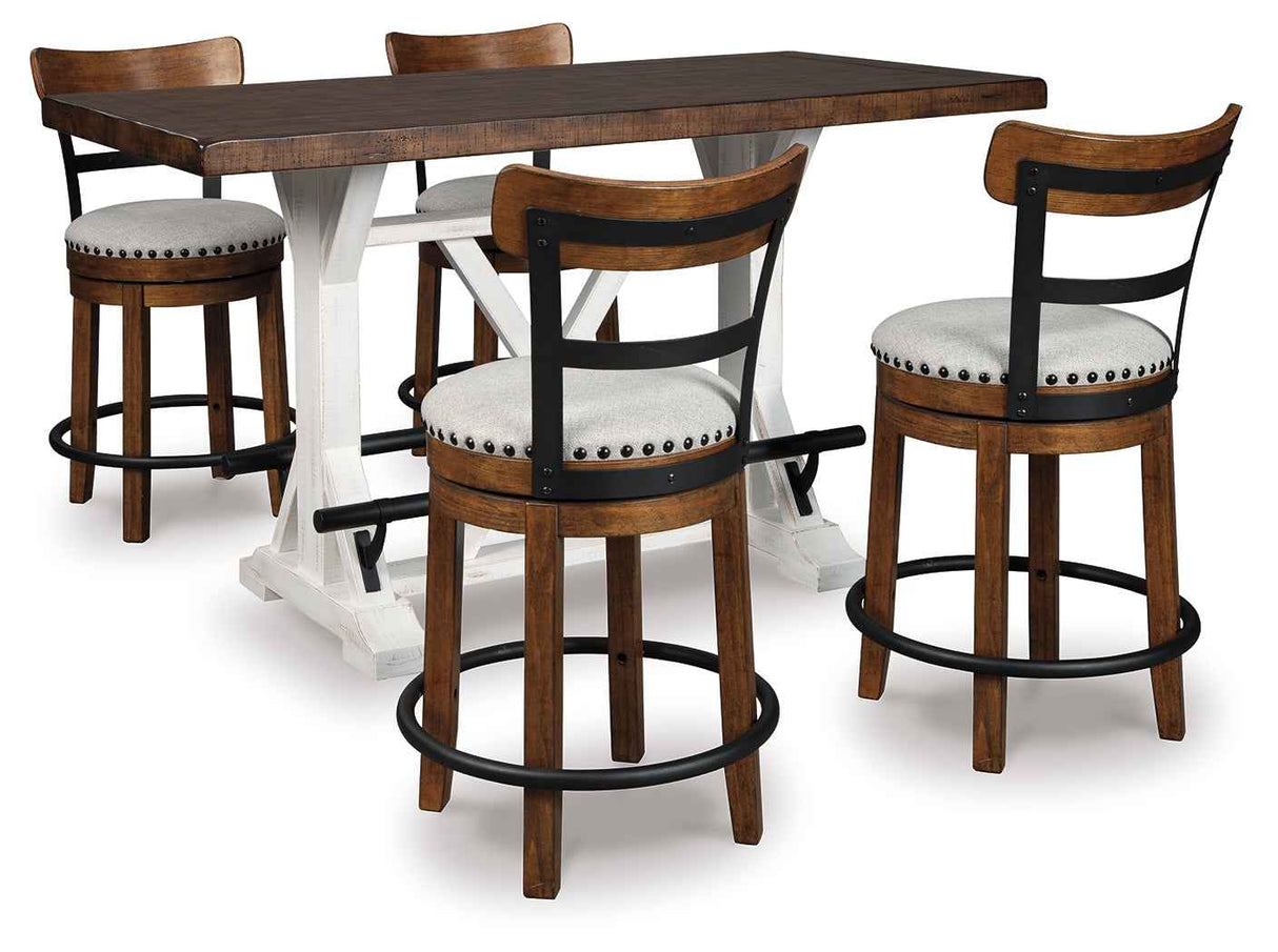 Valebeck White & Brown Counter Height Set by Ashley at Eve Furniture