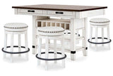 Valebeck White & Brown Counter Height Set by Ashley at Eve Furniture
