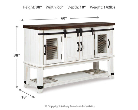 Valebeck White/Brown Dining Server by Ashley at Eve Furniture