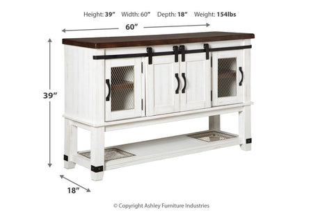 Valebeck White/Brown Dining Server by Ashley at Eve Furniture