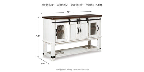 Valebeck White/Brown Dining Server by Ashley at Eve Furniture