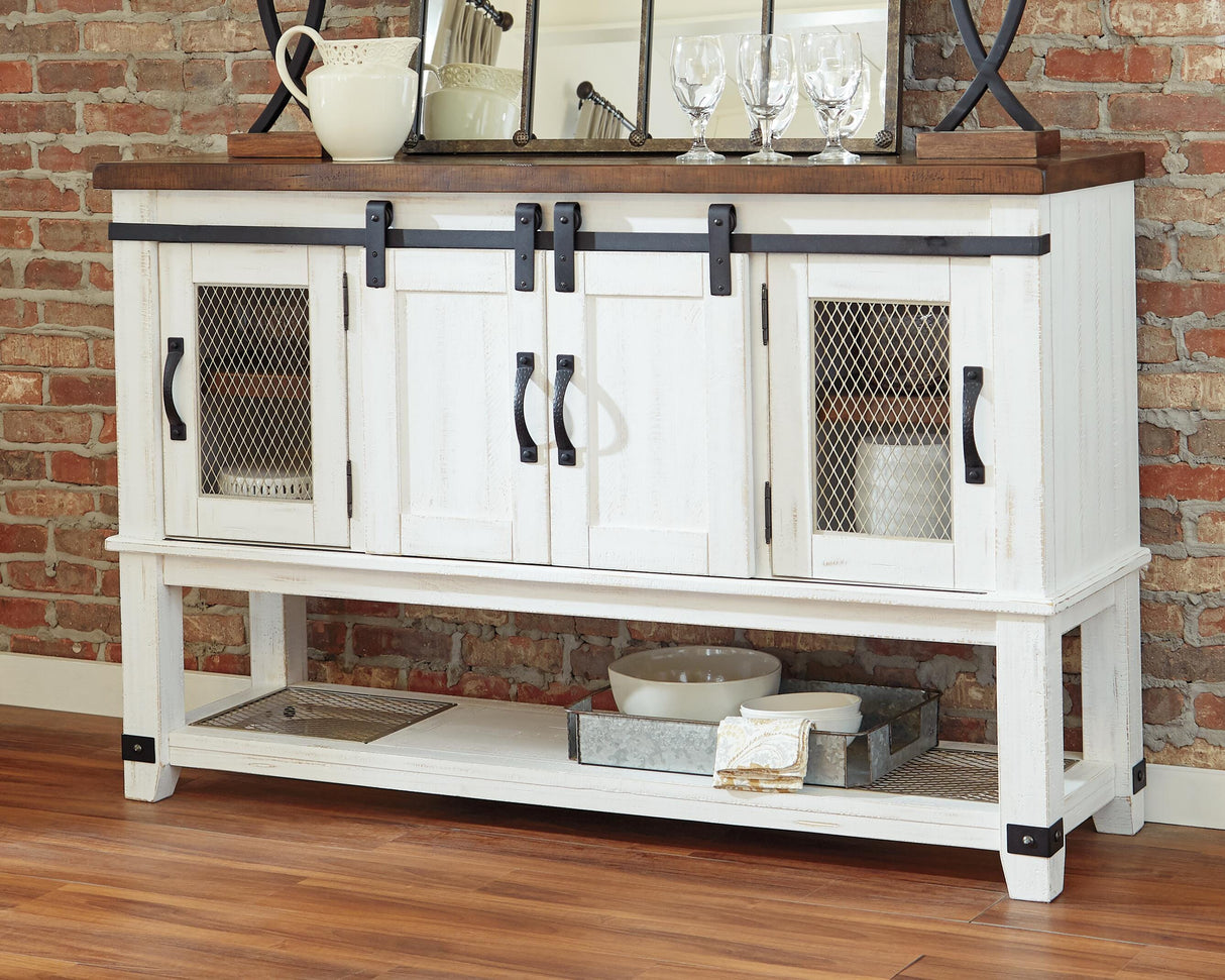 Valebeck White/Brown Dining Server by ASHLEY FURNITURE at Eve Furniture