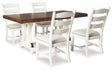 Valebeck White/Brown Dining Table and 4 Chairs by Ashley at Eve Furniture