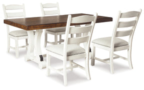 Valebeck White/Brown Dining Table and 4 Chairs by Ashley at Eve Furniture