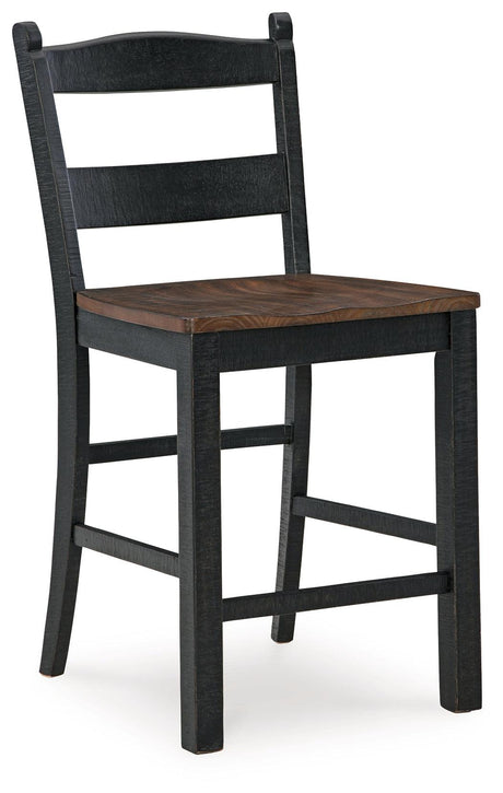 Valebeck Black/Brown Counter Height Barstool, Set of 2 by Ashley at Eve Furniture