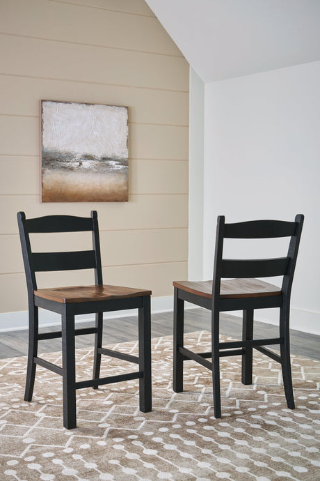 Valebeck Black/Brown Counter Height Barstool, Set of 2 by Ashley at Eve Furniture