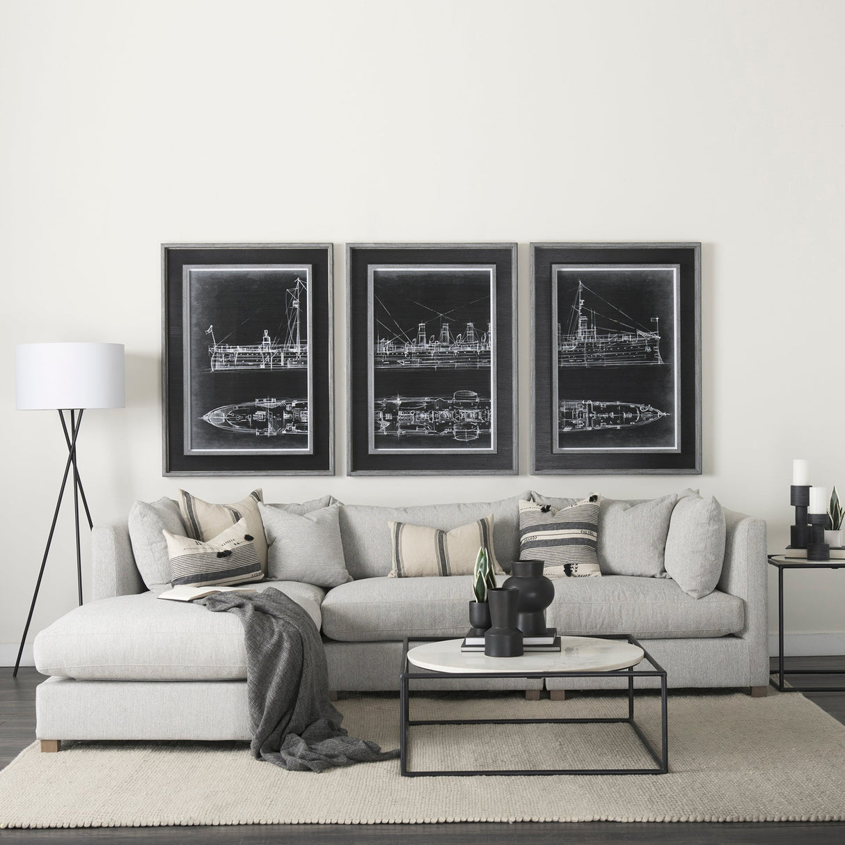 Valence 3 Piece Light Gray Modular Sofa Set by Mercana at Eve Furniture