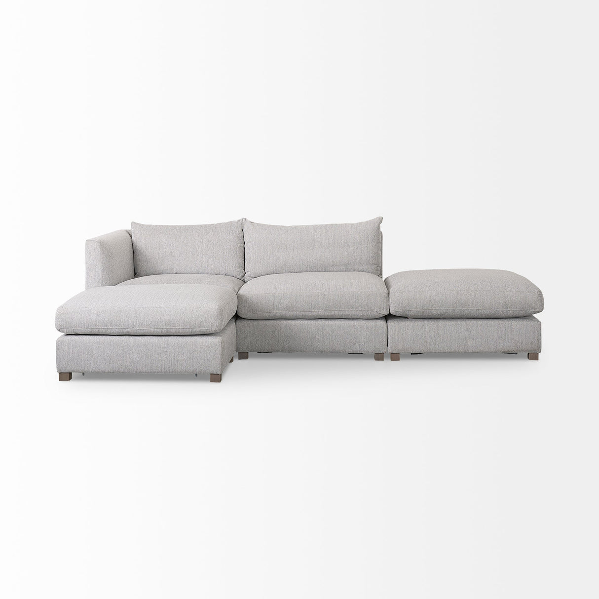 Valence 4 Piece Light Gray Modular Sofa Set (Included 2 x Ottoman) by Mercana at Eve Furniture