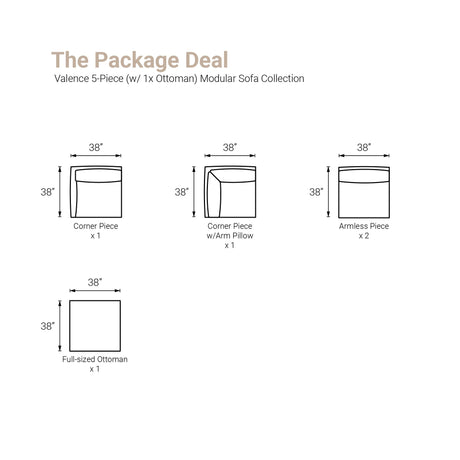 Valence 5 Piece Modular Sofa Set (Included 1 Ottoman) by Mercana at Eve Furniture