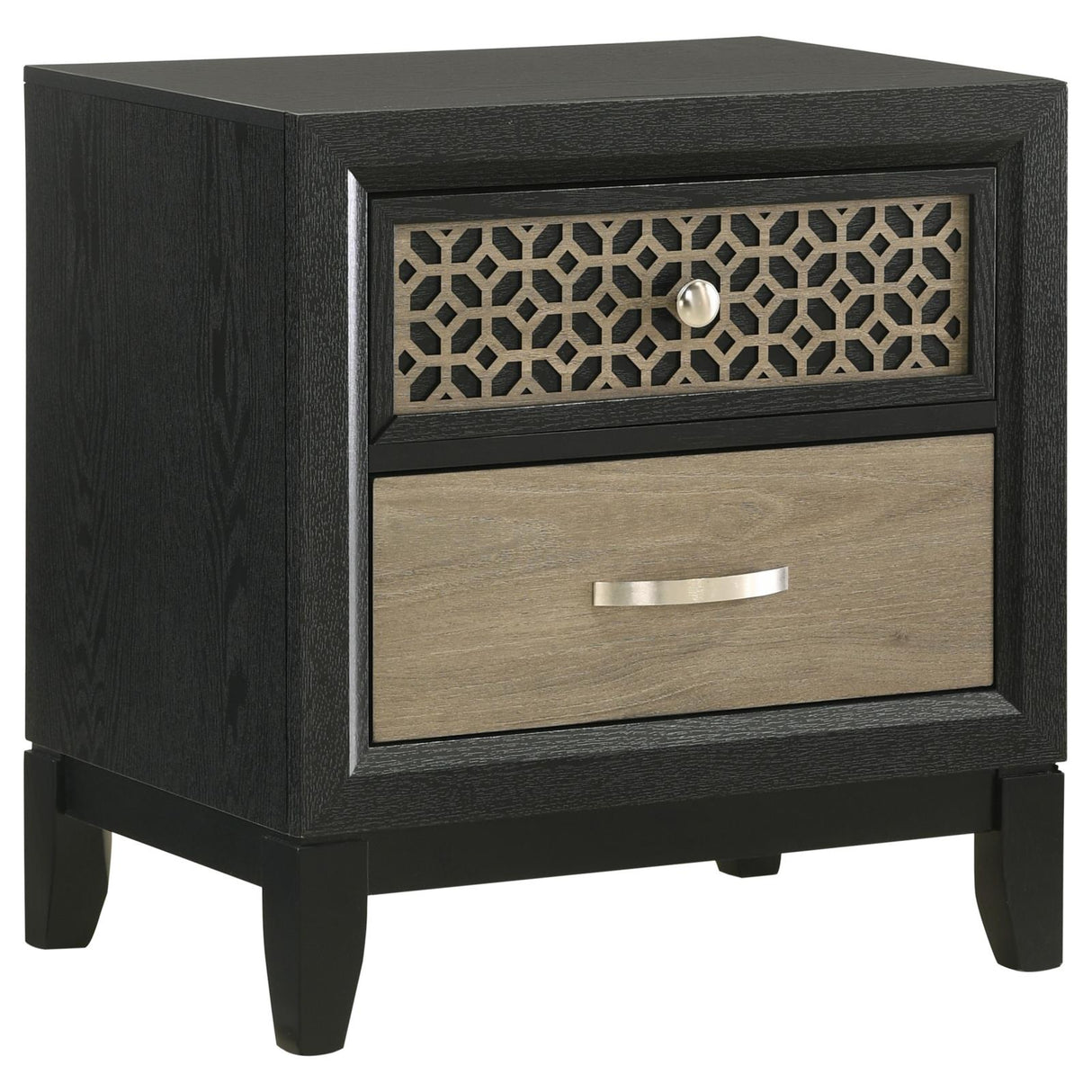 Valencia 2-drawer Nightstand Light Brown and Black