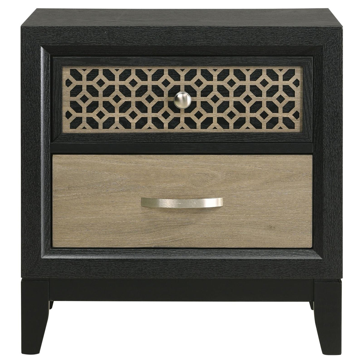 Valencia 2-drawer Nightstand Light Brown and Black