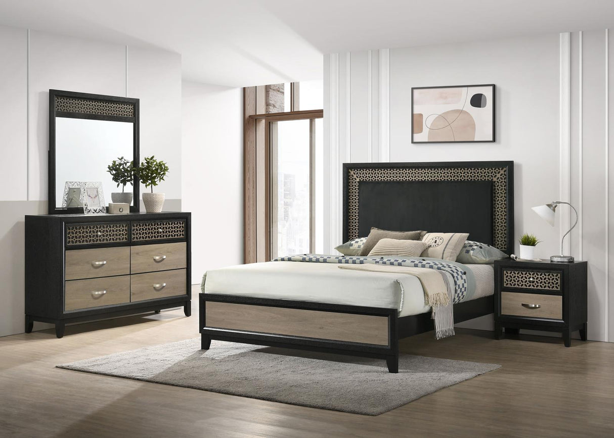 Valencia Light Brown and Black 4-Piece Eastern King Bedroom Set