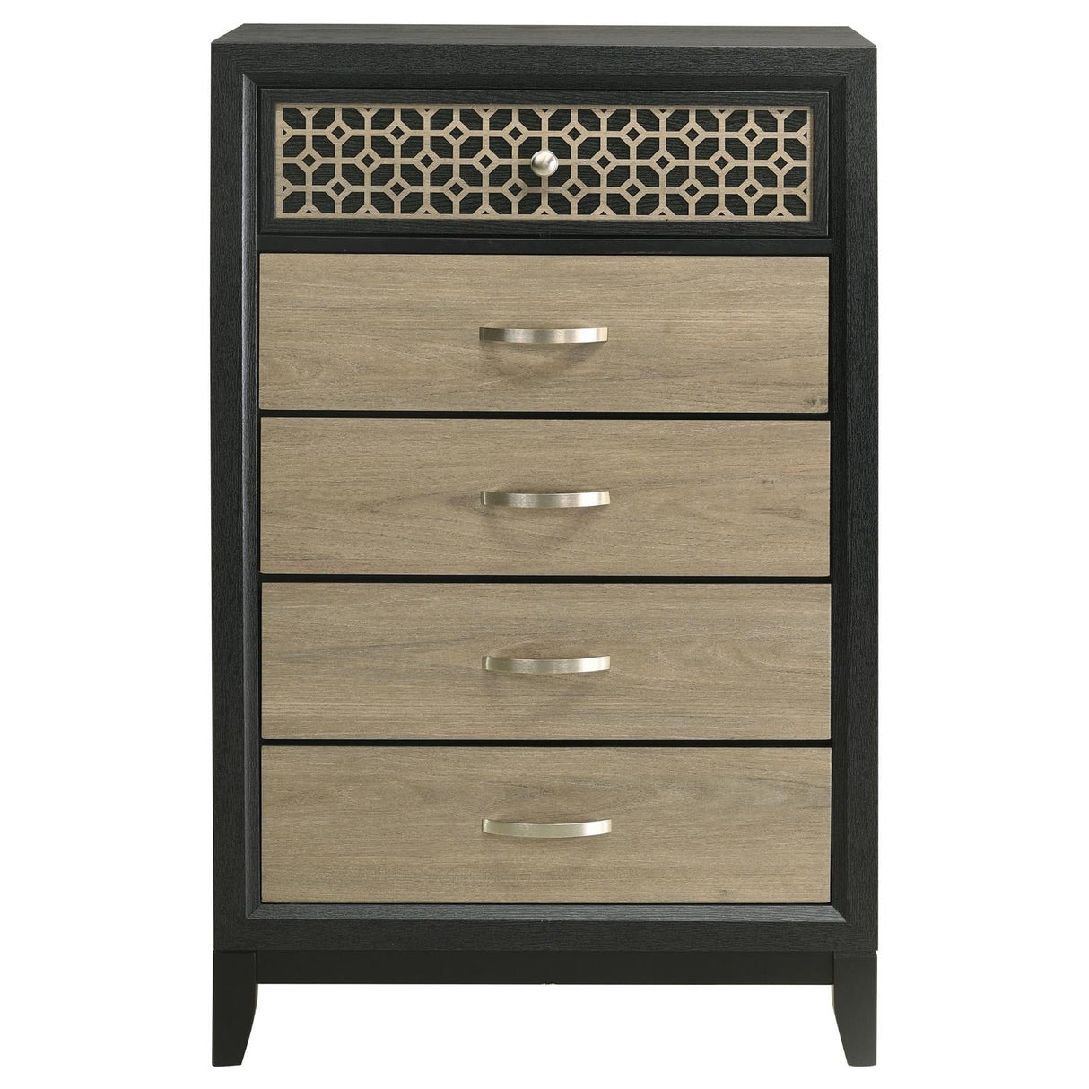 Valencia 5-drawer Chest Light Brown and Black