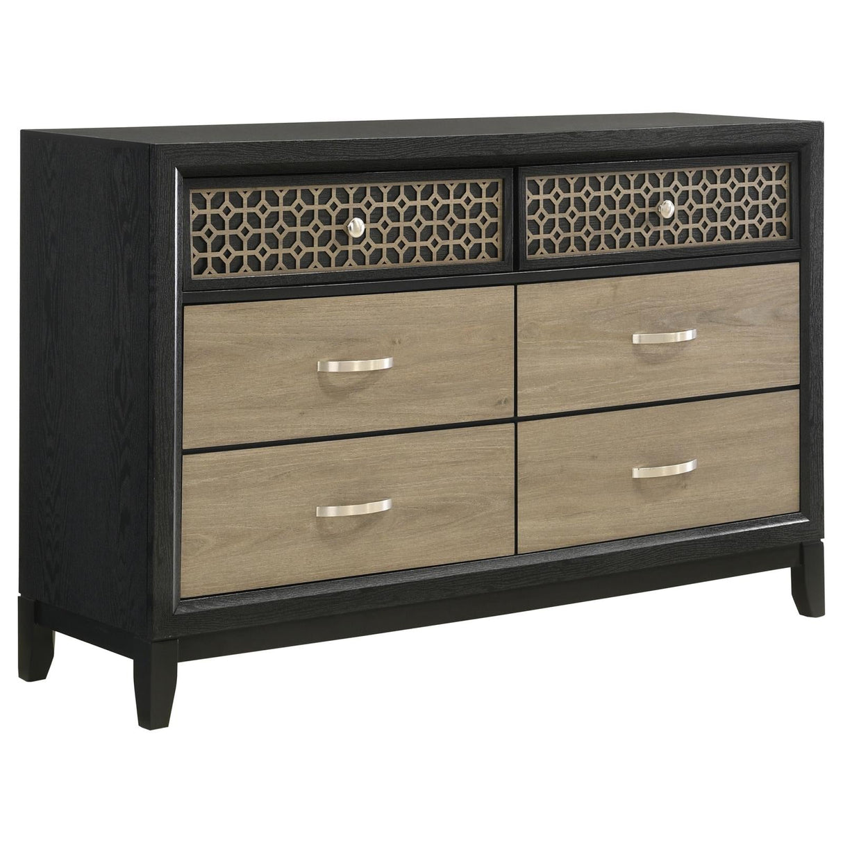 Valencia 6-drawer Dresser Light Brown and Black