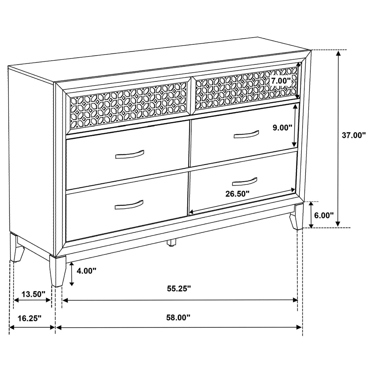 Valencia 6-drawer Dresser Light Brown and Black