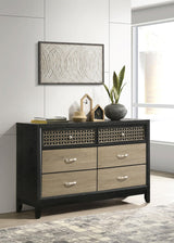 Valencia 6-drawer Dresser Light Brown and Black